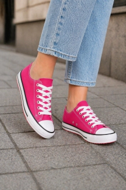 40 Dámské plátěné tenisky fuchsiové barvy