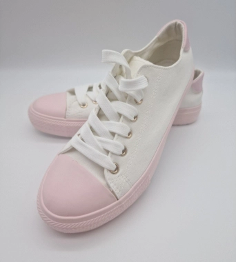 38 Dámské plátěné tenisky krémové s růžovou podrážkou